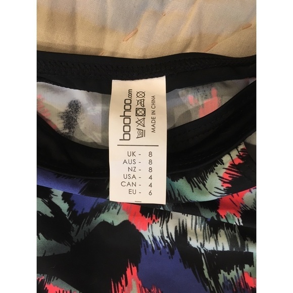 NWT BooHoo High-Waisted Multicolor Cut-Out Bikini - Picture 5 of 7